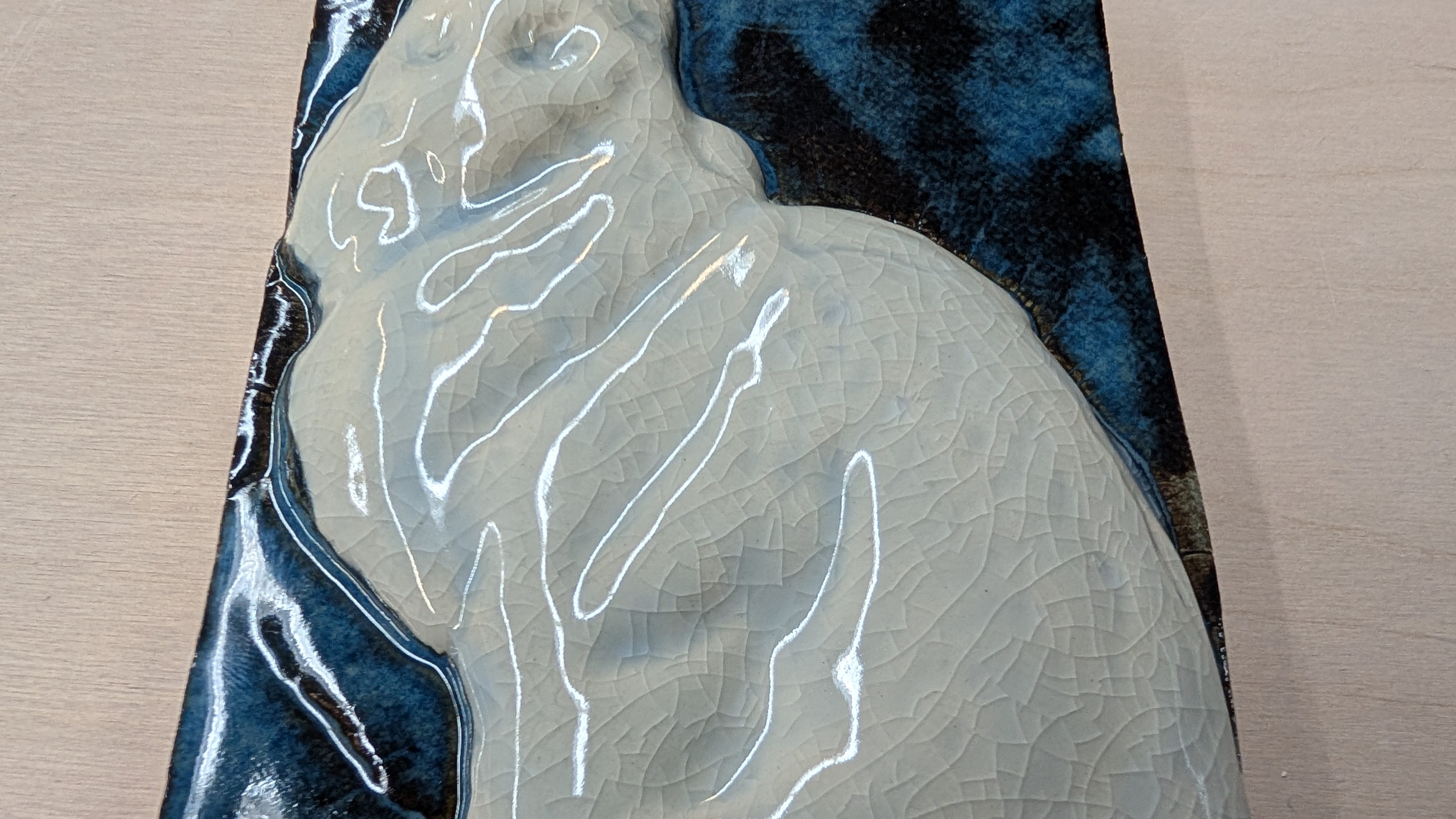 A second ceramic texture tile made with the same 3D-printed mold workflow